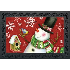 Poinsettia Welcome Christmas Doormat Floral Indoor Outdoor 18 X
