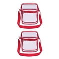 thumbnail image 1 of Sonducket Bolso de hombro transparente de PVC, bandolera con doble cremallera, organizador de estuche de viaje informal, bolsos de gran capacidad Rojo 2Conjunto, 1 of 6