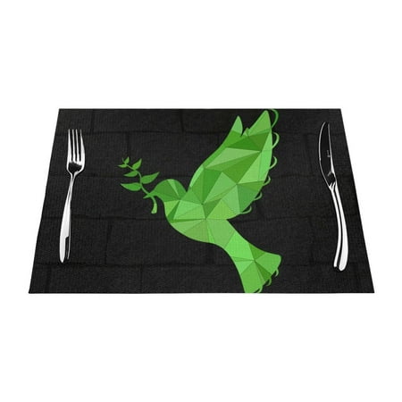 

ZNDUO Placemats 6 PCS Heat Resistant Stain Resistant Woven PVC Insulation Placemats Durable Washable Elegant Table Mats for Dining-Peace Pigeon 18 x12