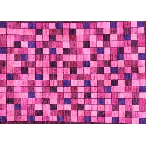 Ahgly Company Indoor Rectangle Oriental Pink Modern Area Rugs, 7' x 10'