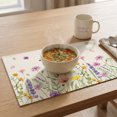thumbnail image 3 of REGALWOVEN Farmhouse Placemats Set of 6 Linen Placemats for Dining Table Decor Indoor Outdoor Washable Kitchen Table Mat Wipe Clean Flowers C 18*12in, 3 of 5