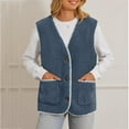 thumbnail image 6 of Aloohaidyvio Jackets Womens Fleece Vests Button Warm Sleeveless Fall Fuzzy Jackets Winter Soft Outerwear with Pockets, 6 of 6