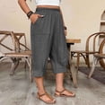 thumbnail image 4 of Women's Plus Size Cropped Capri Pants with Pockets Casual Solid Color, 4 of 9