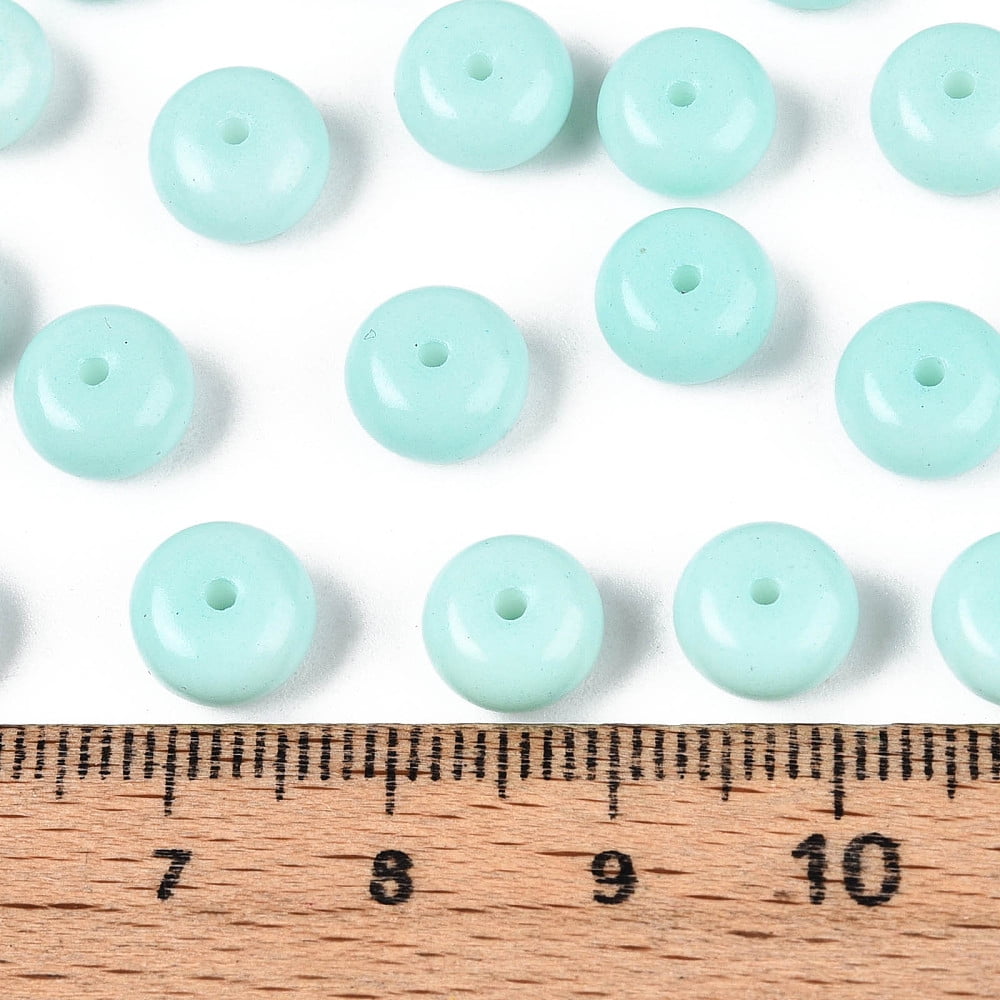 Opaque Baking Paint Glass Seed Beads Round Hole Rondelle Turquoise 8-8.5x5mm Hole: 1.2-1.4mm 865pcs/pound