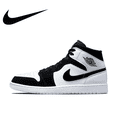 thumbnail image 2 of Zapatillas de baloncesto Nike Air Jordan 1 MID originales de caña media, antideslizantes, resistentes al desgaste, modelos masculinos en color blanco y negro, 2 of 5