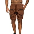 thumbnail image 2 of Fnnxeal Mens Cargo Shorts Relaxed Fit-Outdoor Solid Drawstring Zipper Casual Summer Shorts&nbsp;with&nbsp;Multi&nbsp;Pockets Brown, 2 of 6