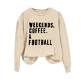 thumbnail image 3 of SYMOID Womens Khaki Graphic Crew Neck Long Sleeve Sweatshirt - Soft 100% Polyester, Relaxed Fit, "Weekends Coffee & Football" Print for Game Days & Casual Wear,Size S, 3 of 3