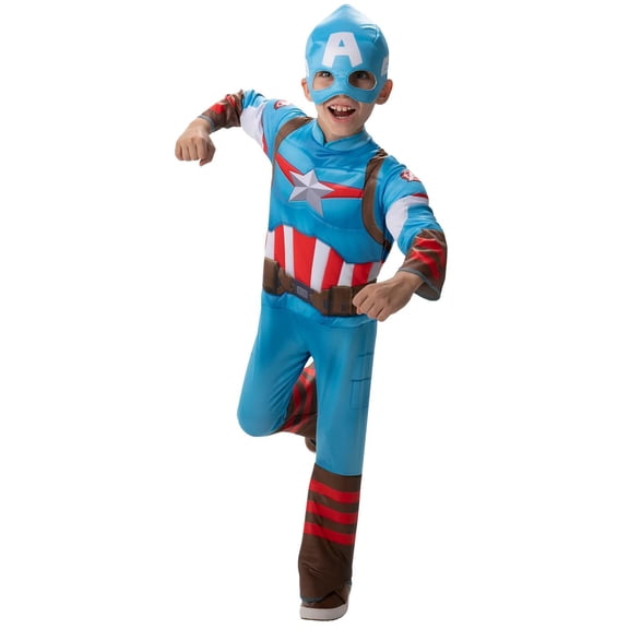 Jazwares Boys' Marvel Captain America Jumpsuit Costume - Size 3T-4T - Blue