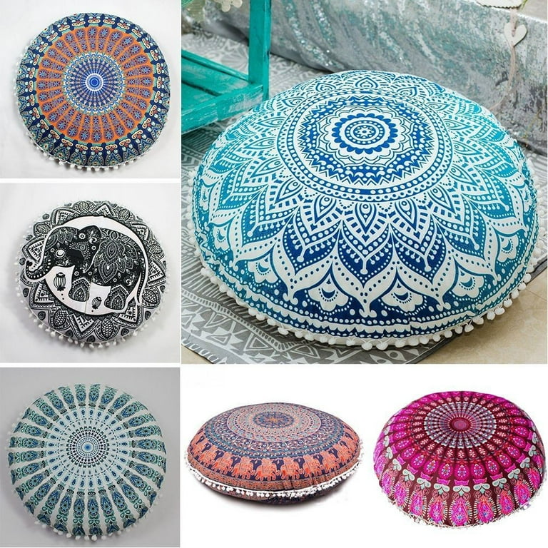 Meditation Cushion Square Floor Pillow himalayan Mandala Floor Cushion  Cover Boho Floor Pouf Floor Seating Hippie Decor Cover Only 