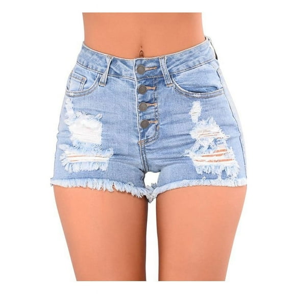 Skyhi Women's Distressed Denim Shorts – Light Blue 4B Size 6
