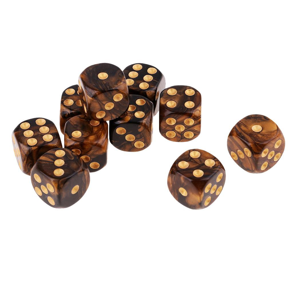 10pcs/pack Six Sided Square D6 16mm Dice Die Black&Red Double Color Gold Pip 