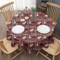 thumbnail image 3 of Red Christmas Animal and Tree Pattern Round Tablecloth 60"x60",Wrinkle Wipeable Table Cloth for Kitchen Dining Room Picnic Patio Party, 3 of 6
