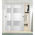 thumbnail image 3 of Sliding Closet Opaque Glass 2 Lites Bypass Doors / Sete 6222 White Silk / Rails Hardware Set / Wood Solid Bedroom Wardrobe Doors, 3 of 4