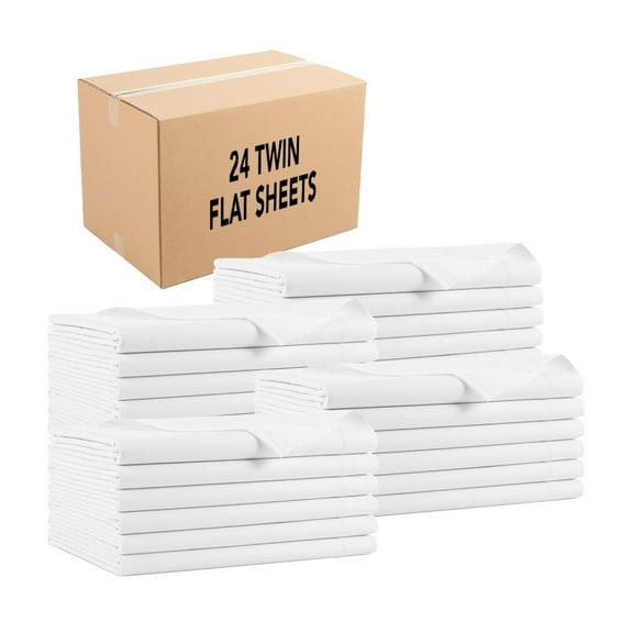 Arkwright Lulworth 24-Piece 180 Thread Count Flat Bed Sheets, White Solid