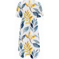 thumbnail image 5 of Robes de Printemps pour Femmes Décontractées Manches 3/4 Longue Robe Évasée Basique Plage Vacances Travail Maxi Robe 2025, 5 of 5