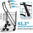 thumbnail image 3 of Folding Shopping Cart, Heavy-Duty Stair-Climbing Grocery Cart with 360° Swivel Wheels - Extended Foam Handle - Utility Trolley for Laundry, Travel, Shopping, 3 of 8
