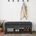 thumbnail image 2 of Simpli Home Cosmopolitan 44" Transitional Rectangle Ottoman Bench in Black Faux Leather, 2 of 7