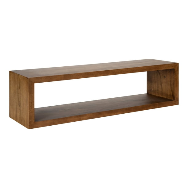 Kate and Laurel Holt Modern Floating Wood Wall Shelf, 30 x 8, Rustic Brown, Chic Rectangular