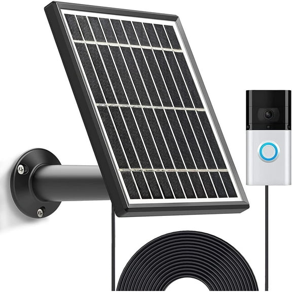 5 V/3.5 W Weatherproof Solar Panel for Video Doorbell 1/newes Generation(2020 Release-1080p) – Continuous Charging, 16 ft Cable, Secure Wall Mount Included