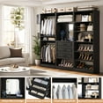 thumbnail image 2 of Homieasy Modular Closet System, 75" Freestanding Closet Organizer System with 3 Drawers, Shoe Rack Tower, Mirror, and 2 Hanging Rods, Wooden Closet Tower for Walk-in Closet, Bedroom, Black, 2 of 8