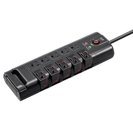Monoprice 10 Outlet Rotating Surge Protector Power Block / Strip - 8 Feet - Black | 2880 Joules, Heavy Duty Cord