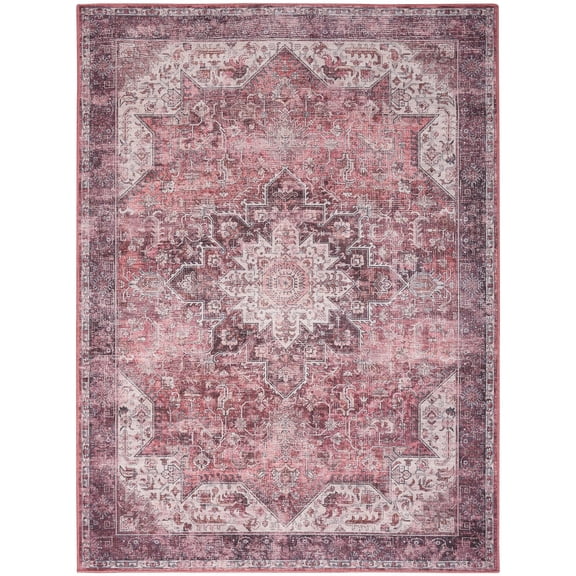 Nourison Washables Vintage Non-Slip Indoor Rug Red 6' x 9'