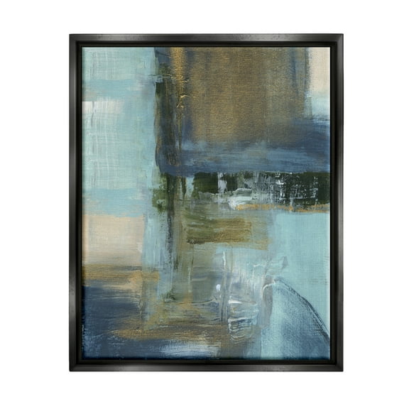 Stupell Industries Abstract Blue & Glam Abstract Painting Black Floater Framed Canvas Art Print Wall Art, 17 x 21