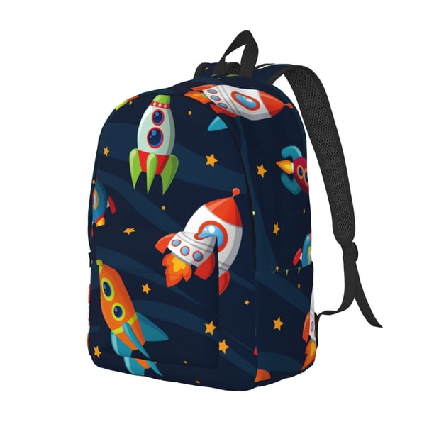 Disketp Spaceships and Stars Mochila de Lona Estampada, Mochila Escolar de Viaje Ligera para Estudiantes y Portátil-Small