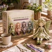 Guodhu Fairy Patchwork DIY Collection,Fun Flower Fairies Patchwork Sewing Kit,Make 4pcs Winged Elf Cloth Doll,Fabric Full Supplies DIY Craft Set for Beginner Crafters,Home Decor Unique Handmade Gift