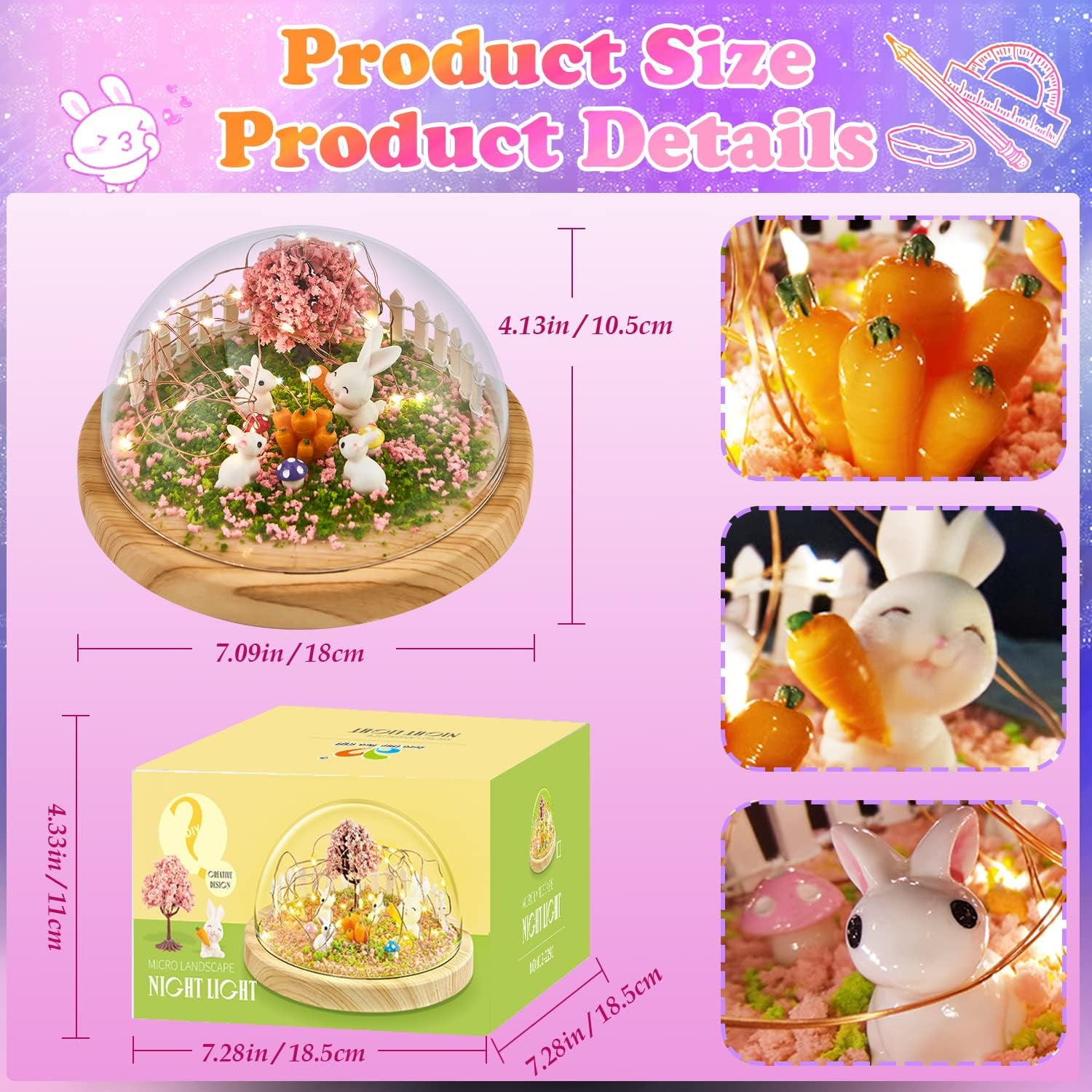 KOMI Make Your Own Night Light with Music, Unicorn DIY Kits for Girls Night Light USB Upgrade Edition Unicorn Toys, Arts and Crafts Lamp Project for Girls, Gifts for 4 5 6 7 8 9 10 Year Old Girl