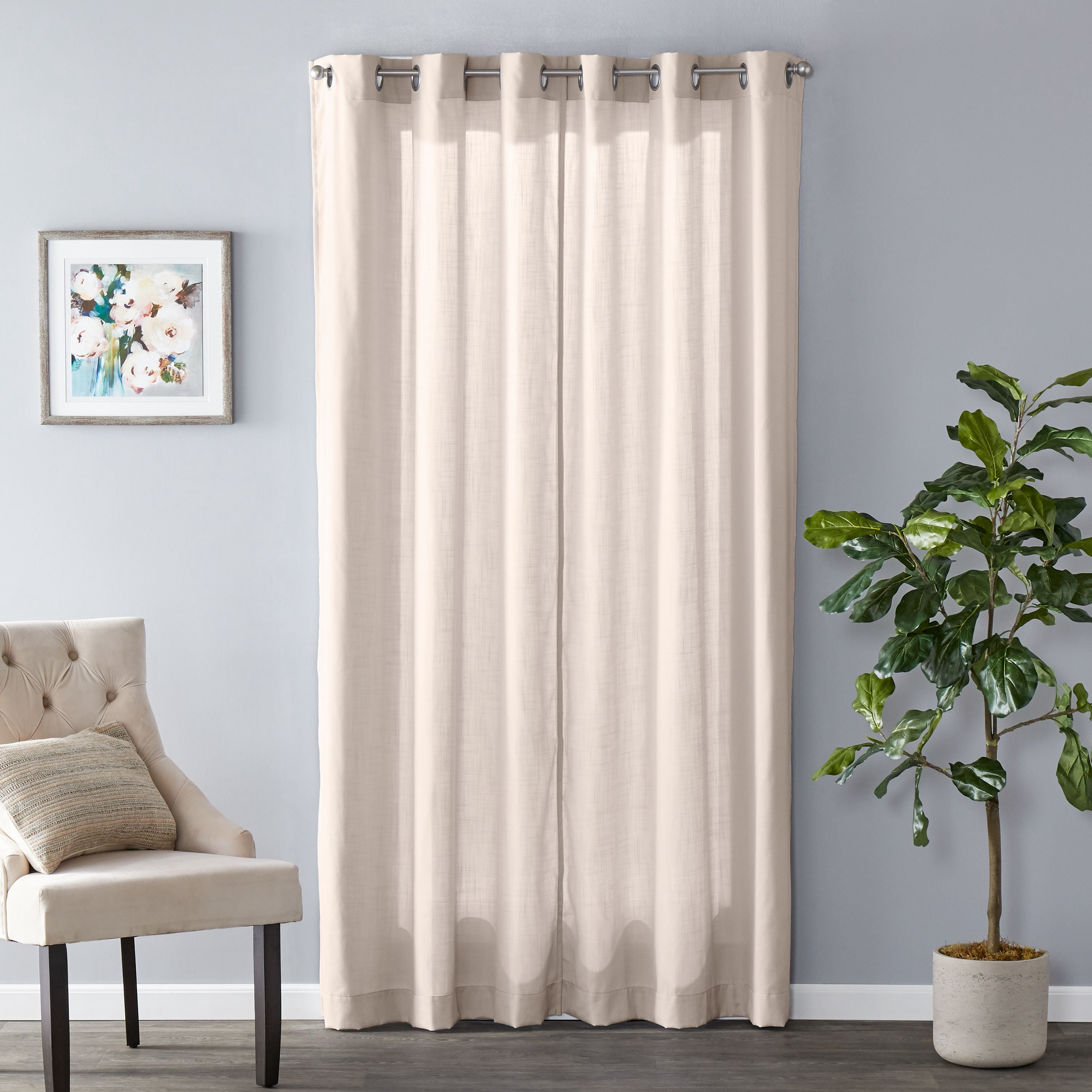 SKL Home Saturday Knight Ltd Raine Light Filtering Sophisticated SunSafe Window Curtain Panel - 40 x 95, Linen