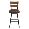 thumbnail image 2 of Saugus 30" Bar Height Metal Swivel Barstool in Bandero Espresso Fabric and Auburn Bay Finish with Walnut Wood Back, 2 of 5