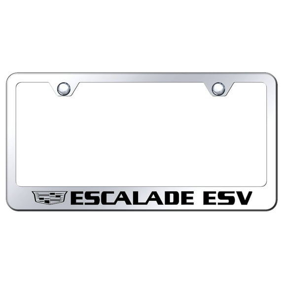 Cadilac Escalade ESV Laser Etched Logo Stainless Steel License Plate Frame (Chrome)