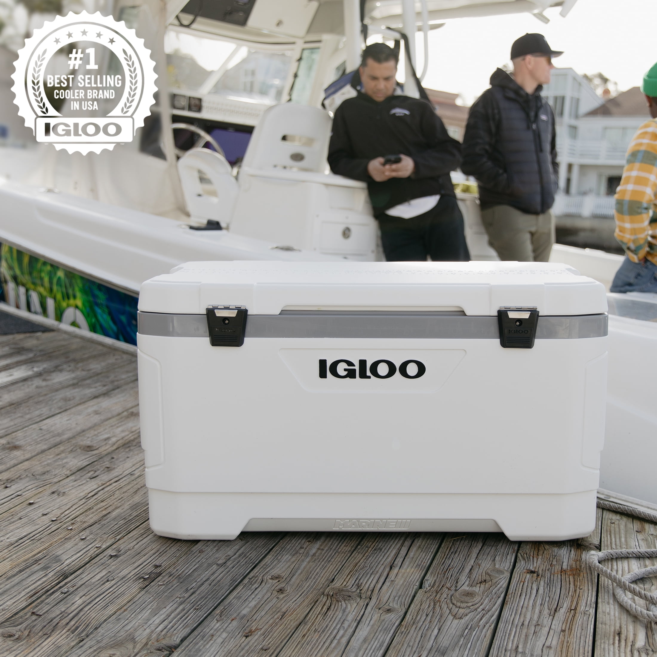 Igloo 100 QT Latitude Marine Ultra Hard-Sided Cooler, White and Moonscape Gray