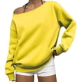 thumbnail image 3 of Women’s Casual Off Shoulder Sweatshirt Long Sleeve Loose Solid Long Sleeve Lightweight Tops Y2k Pullovers, 3 of 7