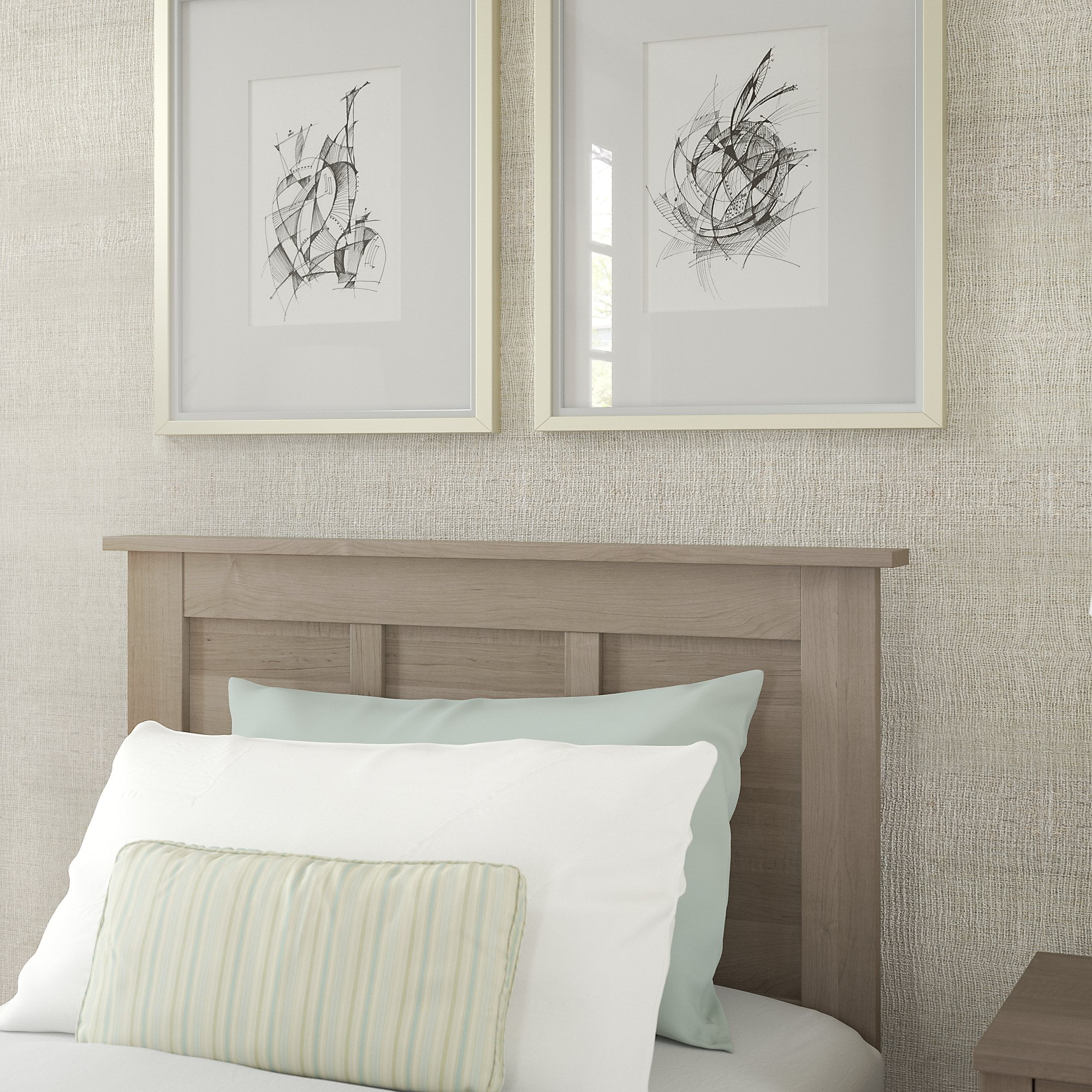 Bush Furniture Somerset Twin Size Headboard in Ash Gray