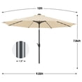 thumbnail image 5 of Ainfox 10ft Patio Umbrella Outdoor Solar Powered with LED Lights,One Center Light and 8 Sturdy Ribs,Khaki, 5 of 9