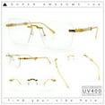 thumbnail image 2 of Retro Gangster Rapper Luxury Clear Lens Rimless Rectangle Fashion Eyeglasses Gold Beige, 2 of 8