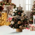 thumbnail image 2 of Cevemin Desktop PVC Christmas Tree Ornaments with Wood Barrel Base - Realistic Mini Holiday Decor for Desk, Shelf, Hotel Xmas Party Home Decoration, 2 of 6
