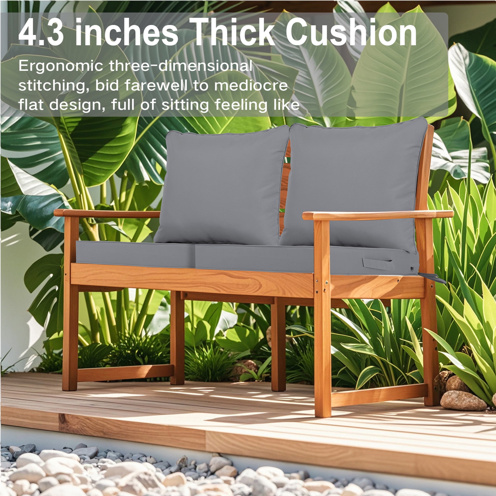 PUKNLY Outdoor Deep Seat Cushion Set, 24x24 in Waterproof Fade Resistant Patio Furniture Cushions,Thickened Foam,Removable Cover, Adjustable Straps