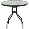 thumbnail image 1 of Outsunny Table Bistro Ronde de 31,5 Po Table Basse de Salle à Manger Extérieure avec Dessus en Verre Trempé, Résistant aux Intempéries, Noir (1 Unité), 1 of 10