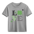 thumbnail image 2 of Kids St. Patrick's Day T-Shirt Girls Love Shamrock Print Short Sleeve Tee 100% Cotton Gray Kids & Kids Sizes 3-10,Size 7 T, 2 of 9