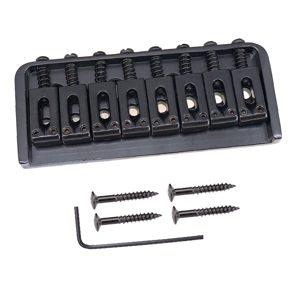 Black Thru-String Hard Tail Fixed Bridge Saddle for 8-String Electric Guitar