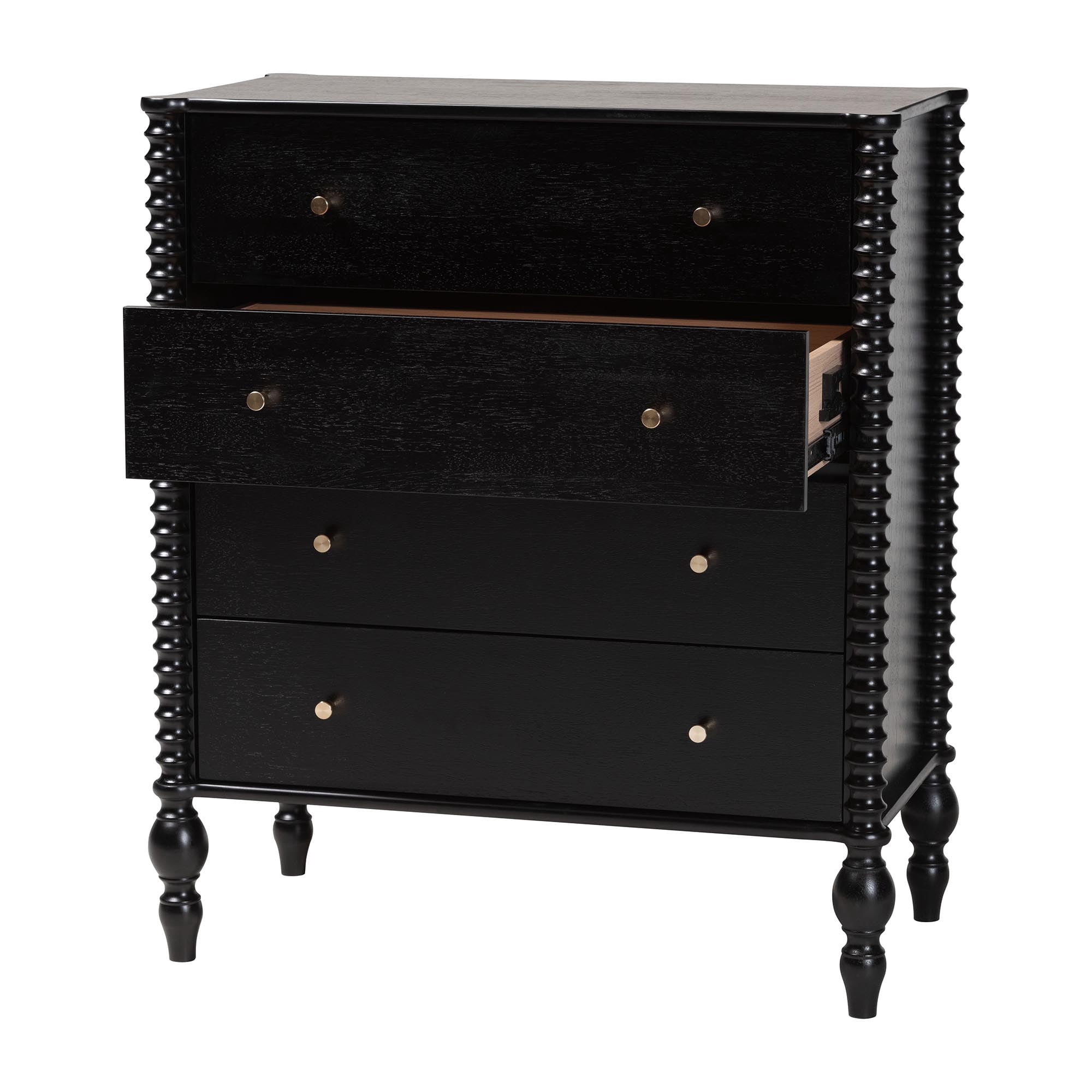 Baxton Studio Callison Farmhouse Chest, 4-Drawer, Black