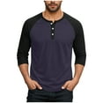 thumbnail image 1 of Long Sleeve Round Neck Sports Shirt for Men, Color Blocked Design, Breathable Polyester-Linen Blend, Casual Fitness Top, Machine Washable, Size L, 1 of 7