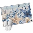 thumbnail image 2 of Coastal Washable Small Entryway Area Rugs 2'x3', Ocean Blue Beige Starfish Shells Leaves Wood Grain Low Pile Throw Rug Non-Slip Sturdy Edge Binding Carpet for Front Door Floor Room Entry, 2 of 9