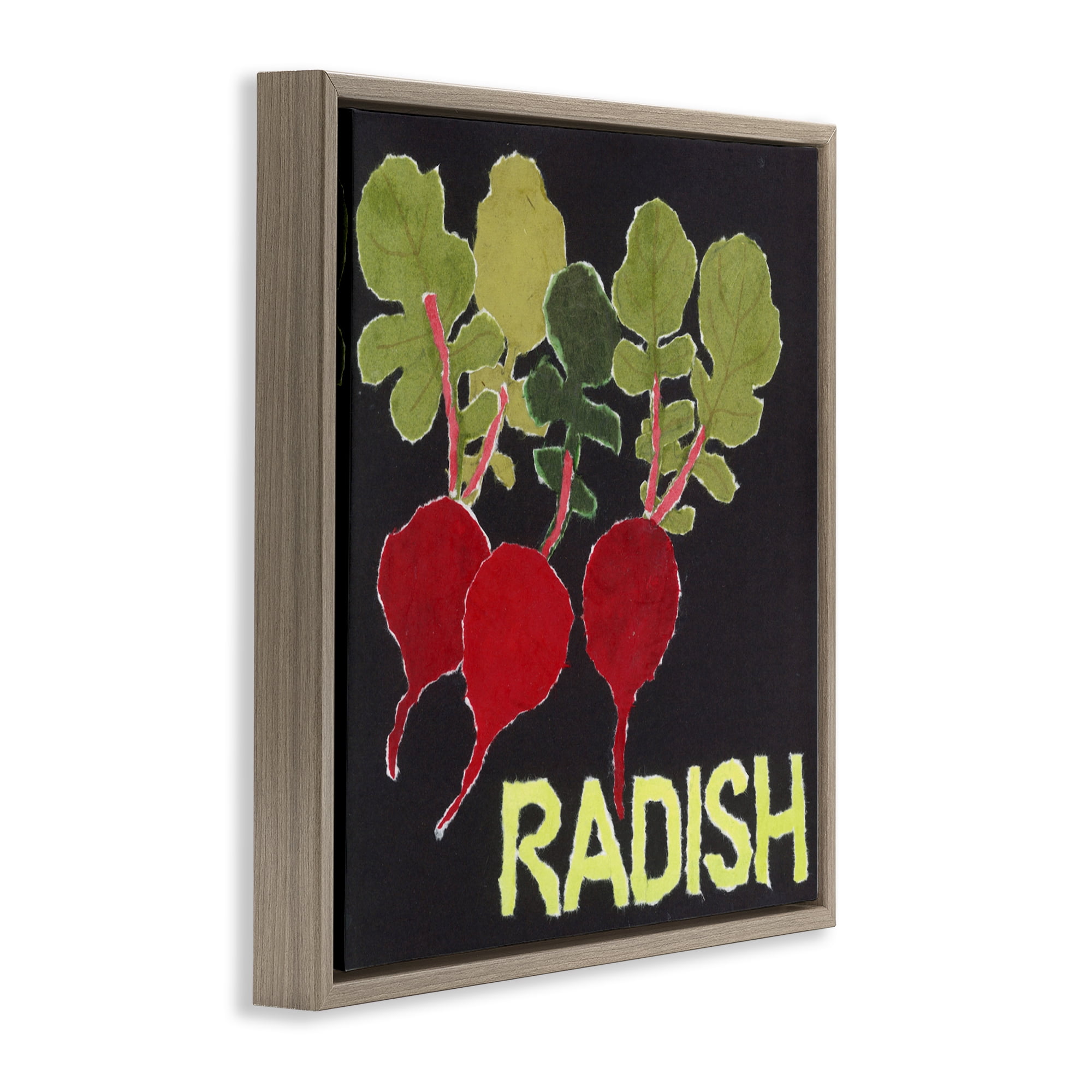 Stupell Industries Collaged Radish Vegetables Brown Framed Floater Canvas Wall Art, design by Nancy Overton