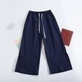 thumbnail image 4 of Fashion Lounge Pants Women Petite Plus Size Solid Color Casual Trousers Elastic Waist Pants Long Pants With Pockets, 4 of 5
