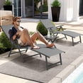 thumbnail image 3 of Pellebant Set of 3 Outdoor Chaise Lounge & Table Set Aluminum Patio Folding Chairs,Gray, 3 of 7