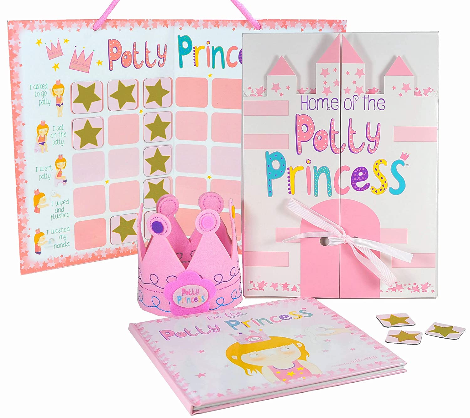 Chart,　Gift　Crown　Star　Toddler　Reward　Castle　with　and　Training　Girls.　Princess　in　Gift　Book,　Comes　Potty　Potty　for　Box.　Set　Main,　Tickle　Magnets,